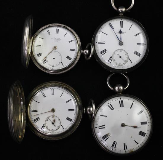 4 silver pocket watches